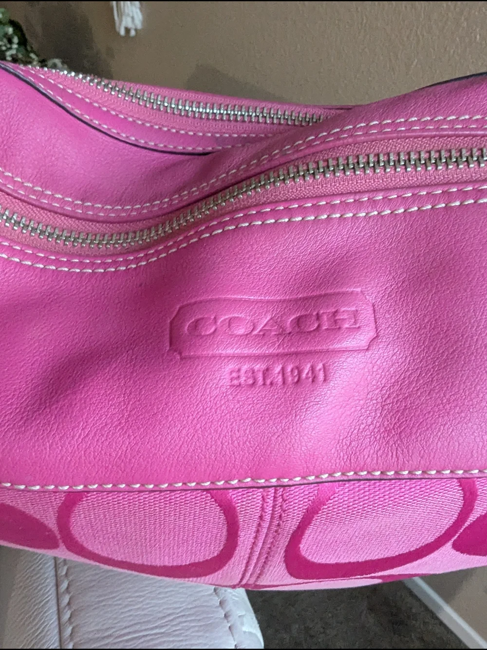 Coach Pink Signature Hobo Shoulder Bag
